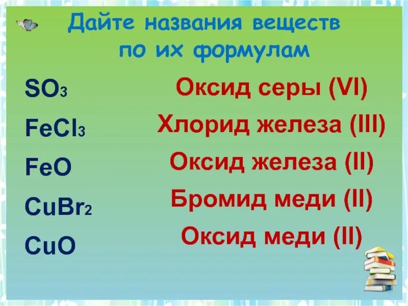 Составить формулу соединений оксид железа 2. So2 название вещества. Оксид железа 3 формула. So3 название вещества. Оксид меди 2 и хлорид железа 3.