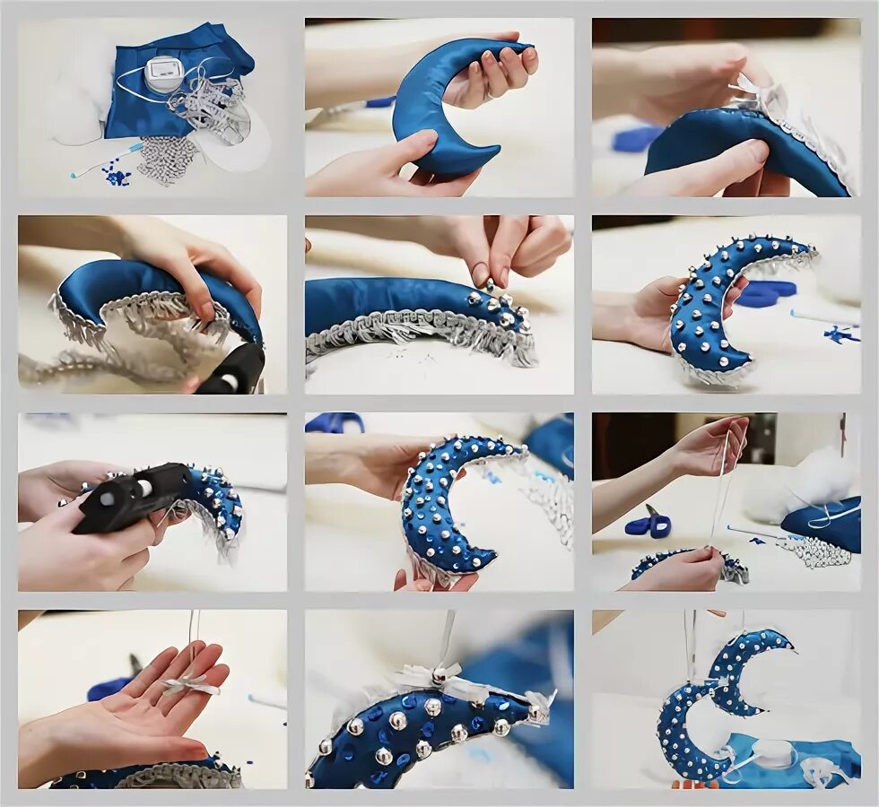 Как делается месяц. Видимое движение луны. Новогодняя луна своими руками. Аппликация на космическую тему. Панно из пуговиц.