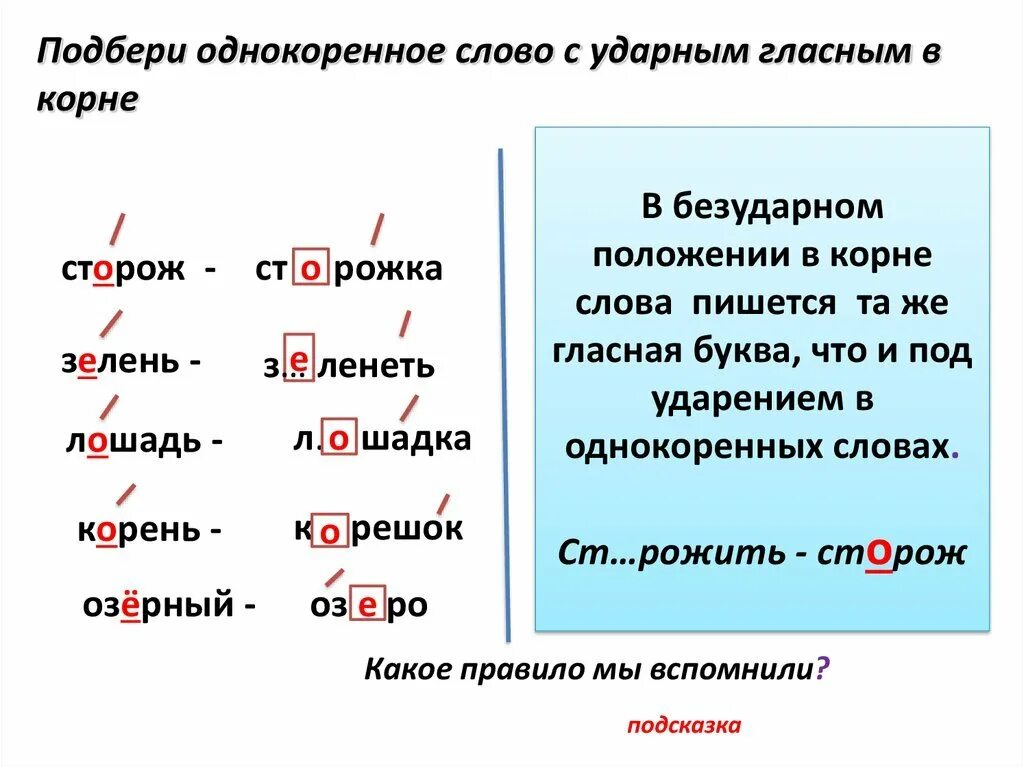 Слова с проверяемой ударной гласной