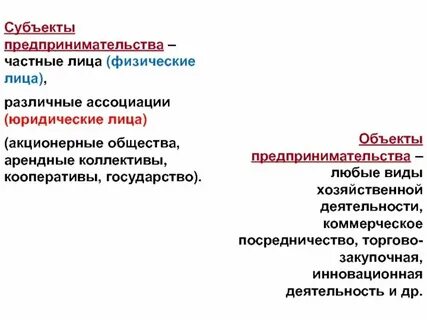 Цель субъектов бизнеса