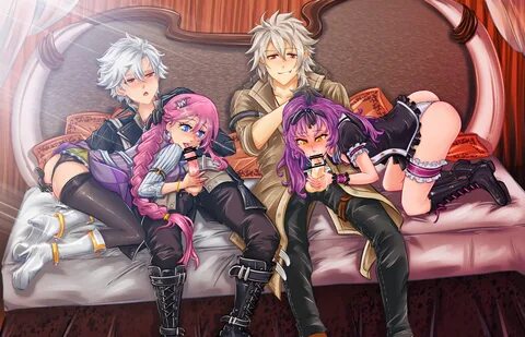 emma millstein, rean schwarzer, trails of cold steel, 2boys, 2girls, blowjo...