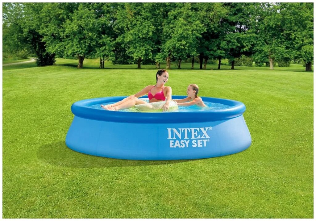Надувной бассейн из пвх. Бассейн intex easy set 28120/56920. бассейн intex 244*61. бассейн &quot;intex&quot; изи сет 244*61см 28106np. бассейн easy set28106 intex.