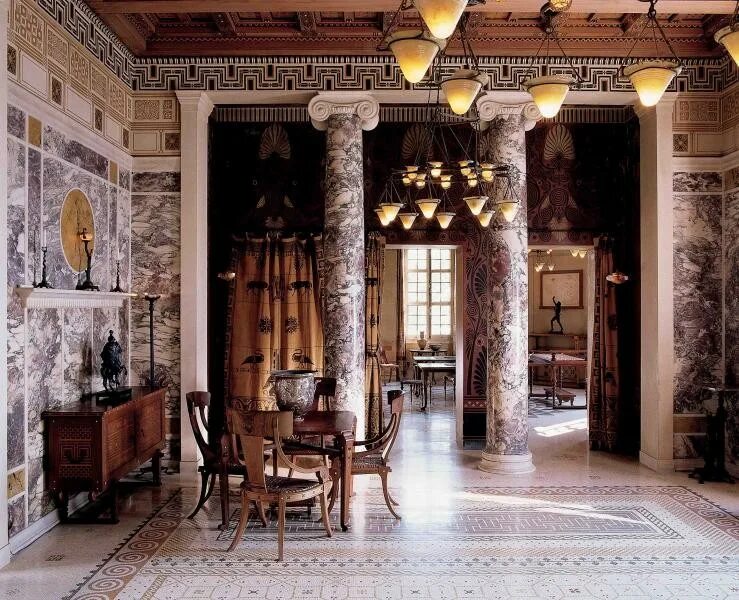 мощеная мрамором гостиная виллы керилос. вилла керилос интерьер. мощеная мрамором гостиная виллы керилос. вилла керилос франция. спальня в древней греции.