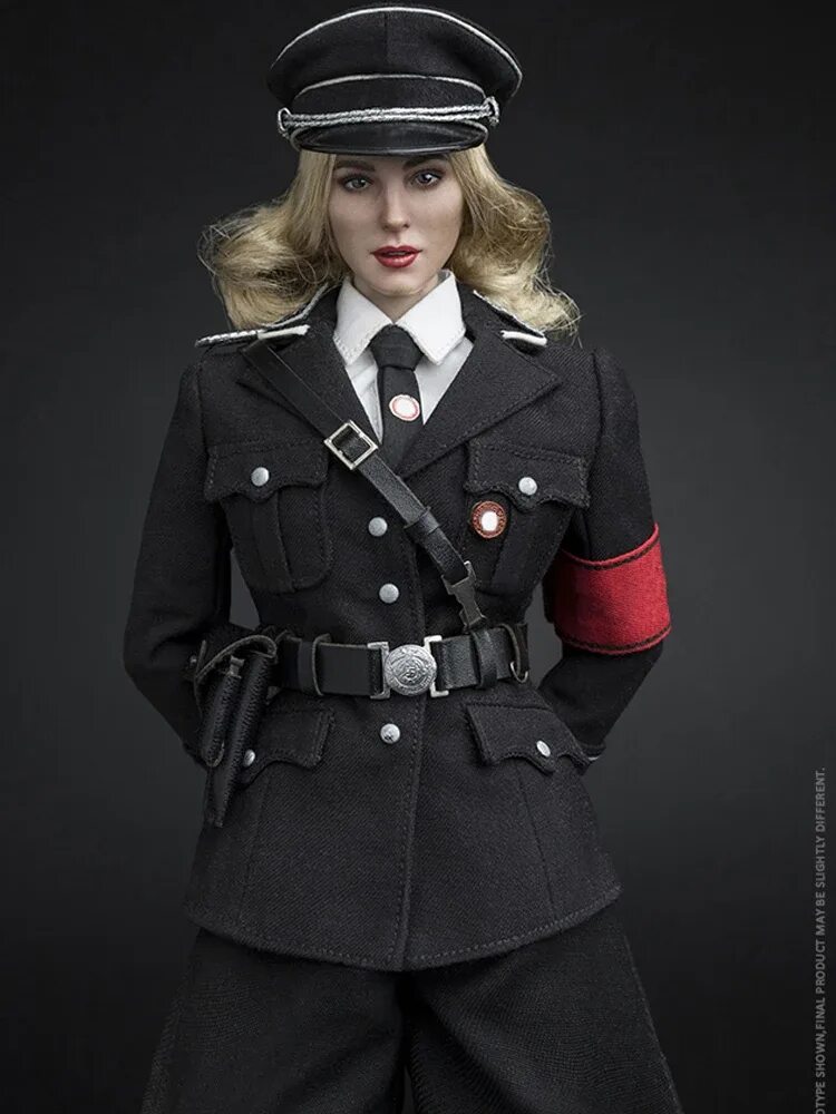 Фройлен Барбара. Коллекционная фигурка 1/6 Scale female SS. Плащ гестапо СС. Фашистская женщина