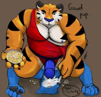 gulidthewolf, dennis, tony the tiger, anthro, canine, feline, force feed, f...