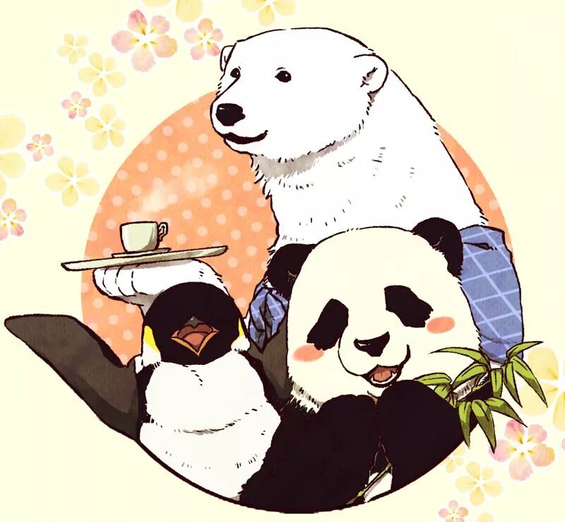 Панда собирает в круг. Shirokuma Cafe Panda. Медведь Панда. Панда аниме. Белый мишка аниме.