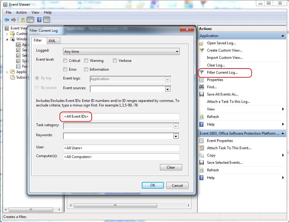 Logging filter