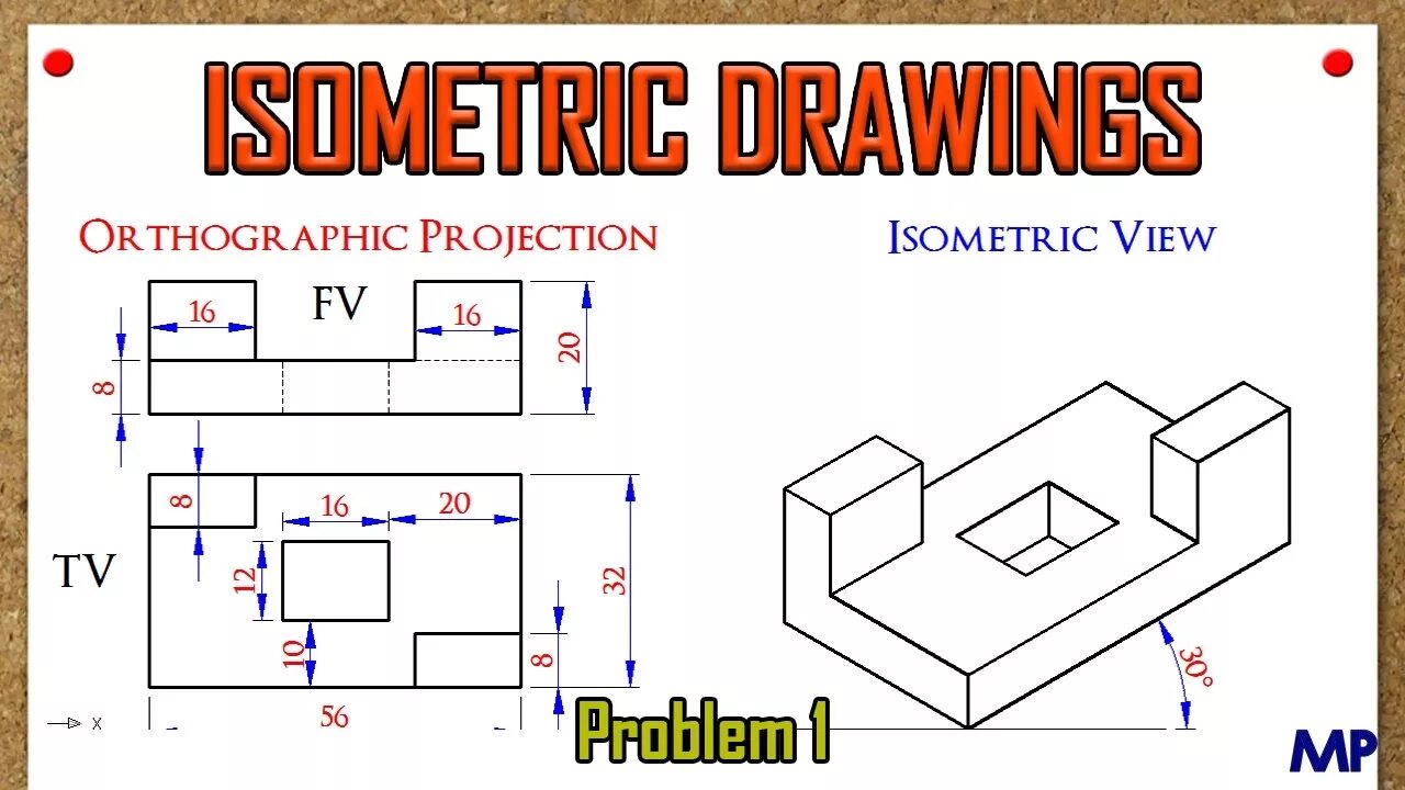 Orthographic. Изометрическая проекция детали 8 класс. Isometric problem. Isometric Projection. Problem views