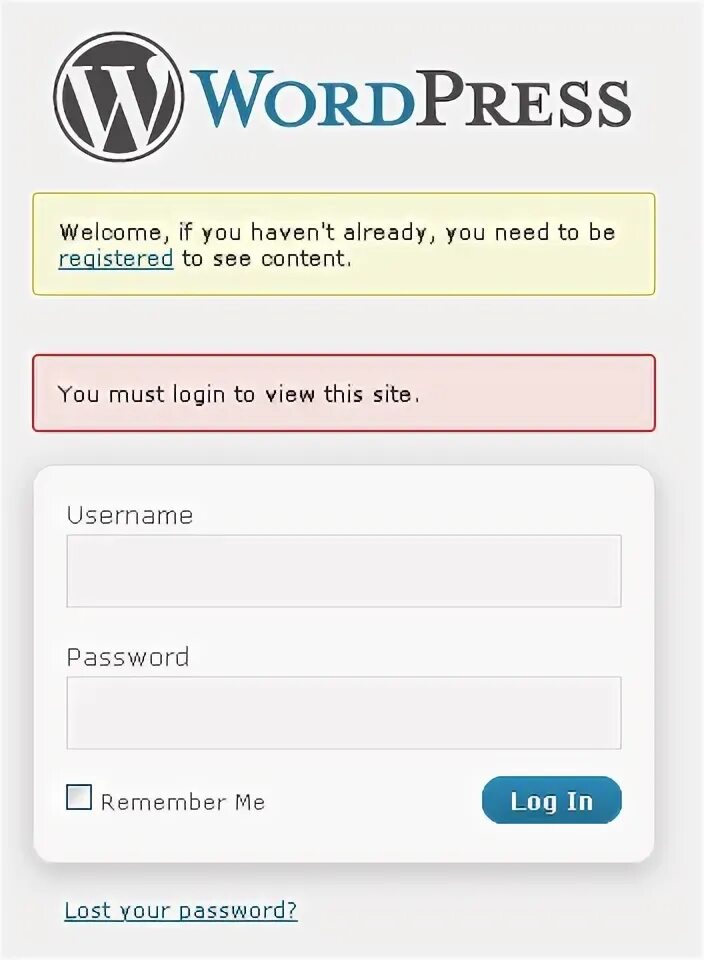 Login message. WORDPRESS Registration form Hooks picture.