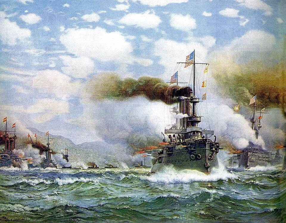 1898 событие. Испано-американская 1898 года. американский крейсер &quot;бруклин&quot;.