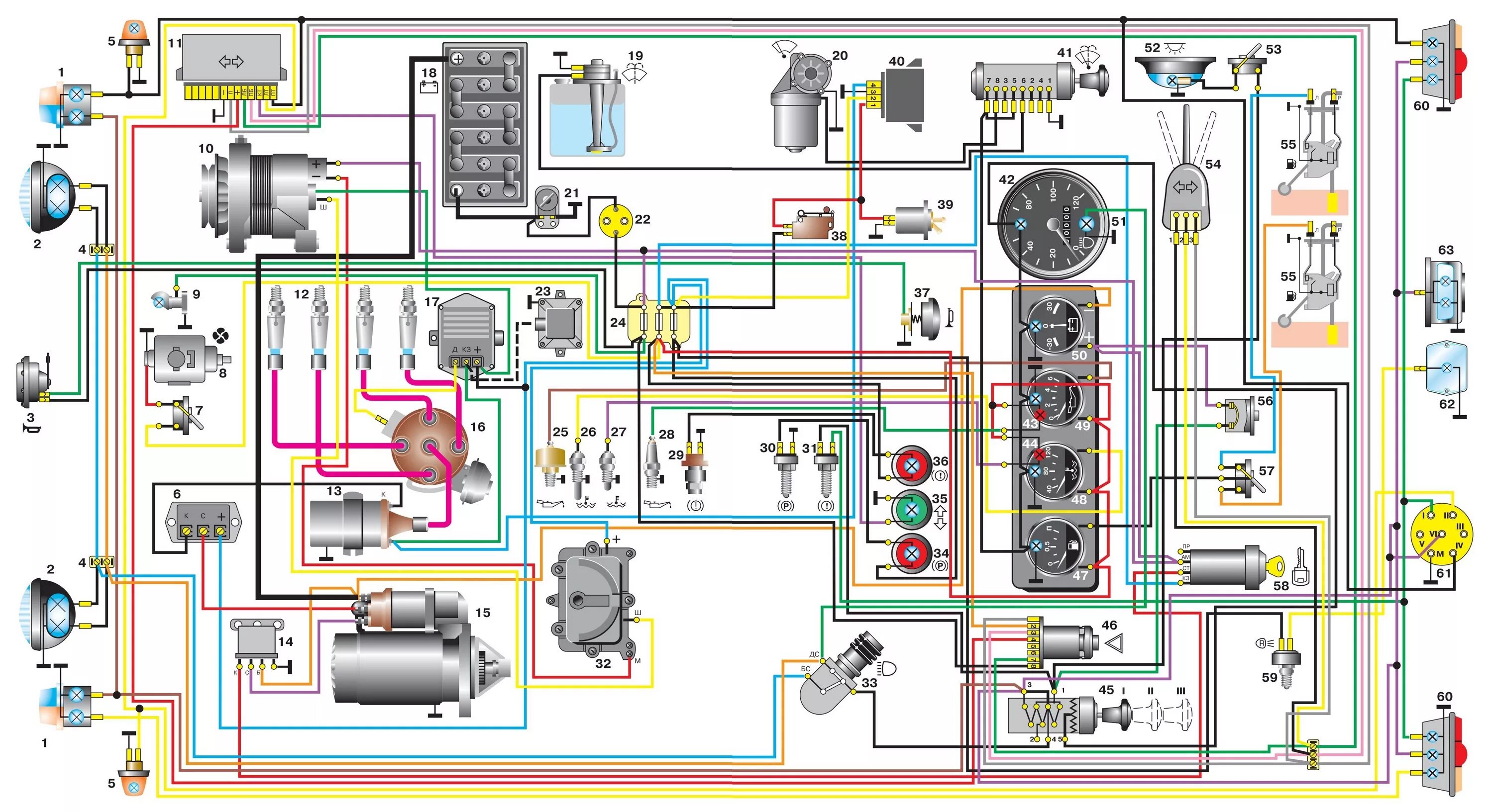 Электрооборудование источника зажигания. Схема электрооборудования автомобиля УАЗ 31512. Электрооборудование УАЗ 31512 схема электрооборудования. Электрооборудование УАЗ 3151. Проводка УАЗ 31514 схема подключения.
