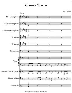 Giorno's Theme - Sheet music for Alto Saxophone, Tenor Saxophone.