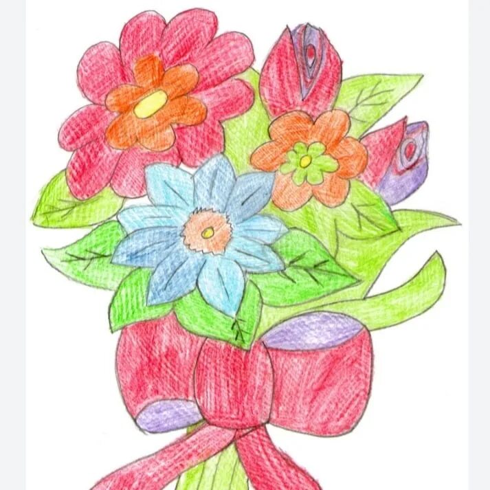 Букет рисунок 1 класс. Цветы рисунок. Букет цветов рисунок. Нарисовать букет. Рисунок цветными карандашами цветы.