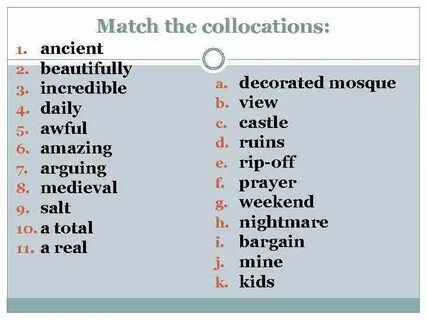 Match the words to form collocations