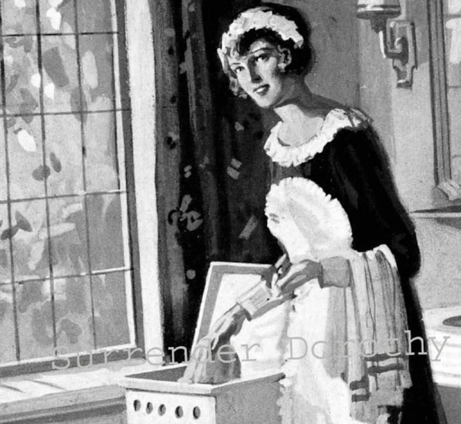 Ретро служанки. Горничная живопись. горничная 1920. древние служанки карандашом. пожилая служанка плачет горько.