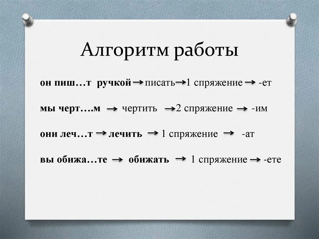 Пишет ручкой определить спряжение