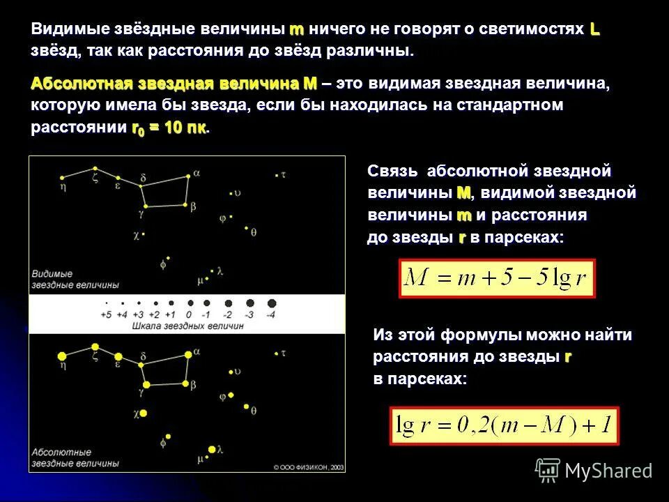 Звездные величины светимость звезд