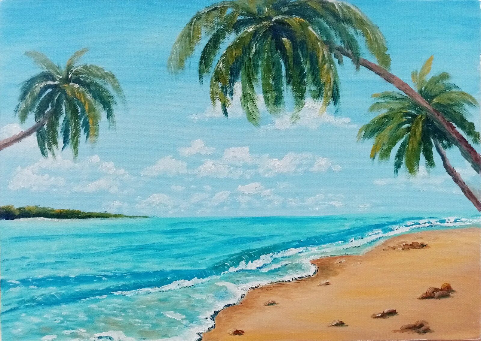 Рисунки юге. Живопись Гавайи. Морской пейзаж с пальмами. Пейзаж Юга для детей. Пейзаж моря картина для детей.