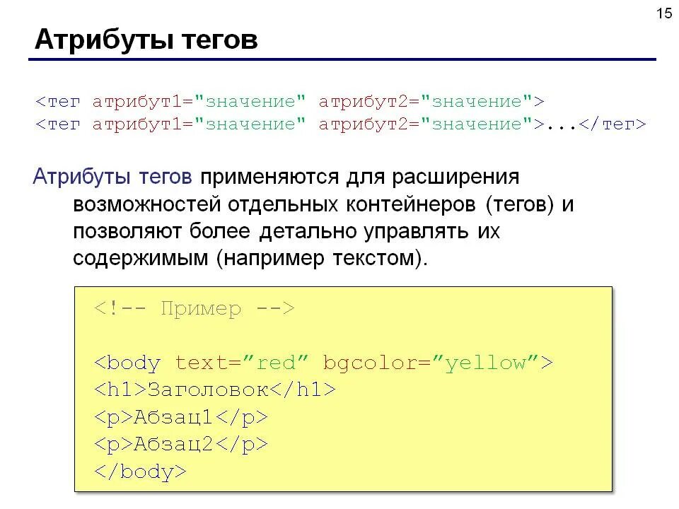 Назначение атрибутов. Назначение атрибутов