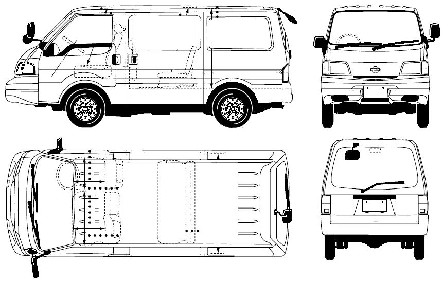 Toyota hiace технические характеристики. Nissan Vanette Blueprint. Ниссан Ваннет 1 габариты. Ниссан Ванетте габариты кузова. Ниссан Ванетте 4 габариты.