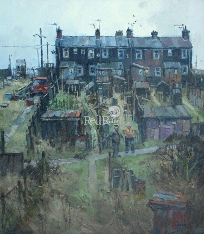 Садовый пейзаж с огородным. Современный английский художник, 1950 - living, contemporary british painter. Кузнецов сарайчики картина. Axle line painting. John lines.