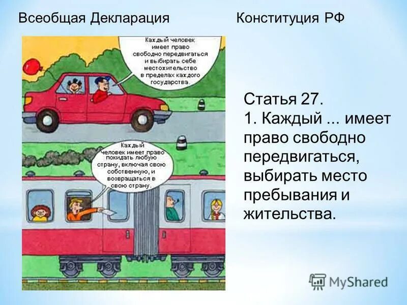 В российской федерации каждый имеет право свободно. Право на свободное передвижение. Право свободно выбирать место пребывания и жительства. Свободно передвигаться и выбирать место жительства. Статья 27.