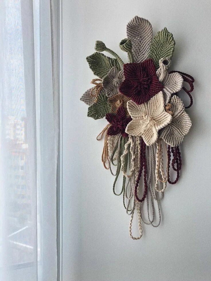 Цветы в технике макраме. Макраме. Цветочки макраме. Панно макраме. Панно цветы макраме.