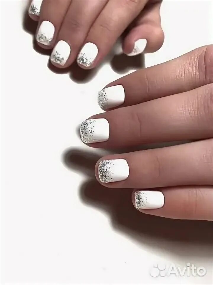 Маникюр белый с серебром фото Pin on ♥ Pretty Nails ♥