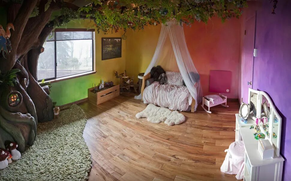 Сказочная детская комната. Спальня в сказочном стиле. Комната в сказочном стиле. Комната в стиле леса. Папа в спальне дочки