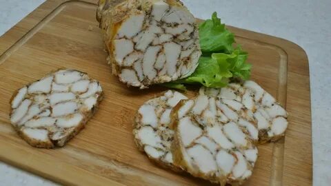 Мраморный рулет из курицы с желатином