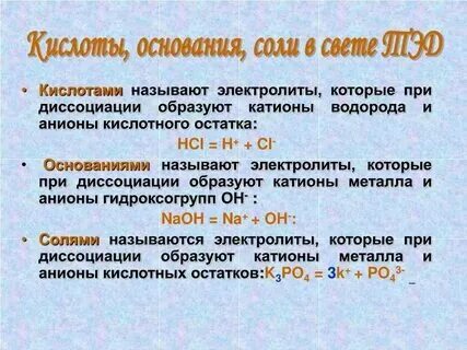 Как отличить основание от соли. Как отличить основание от соли