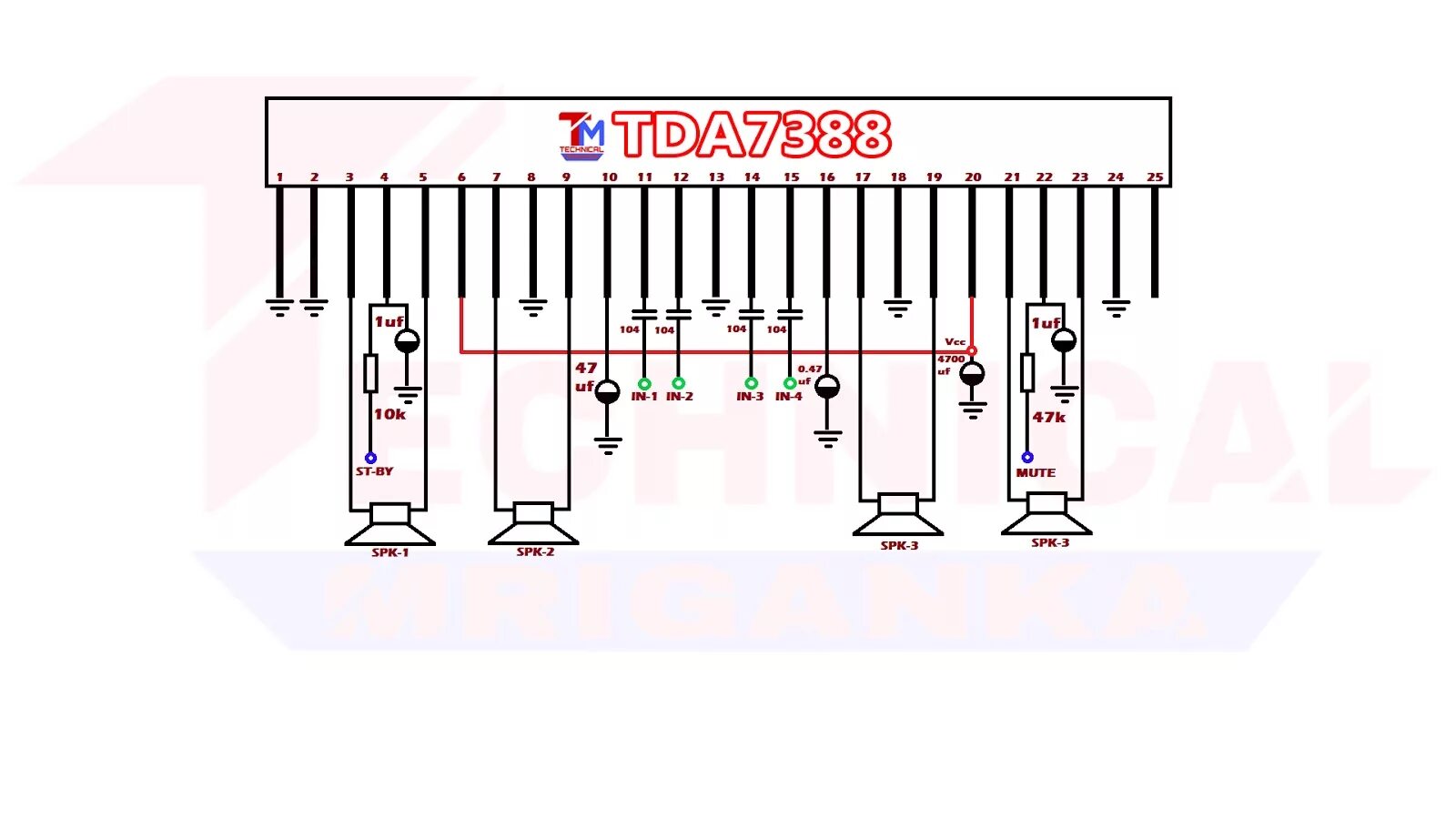 Tda7388 datasheet схема включения Купить TDA7388 Усилитель звука класса AB УНЧ 4х41Вт