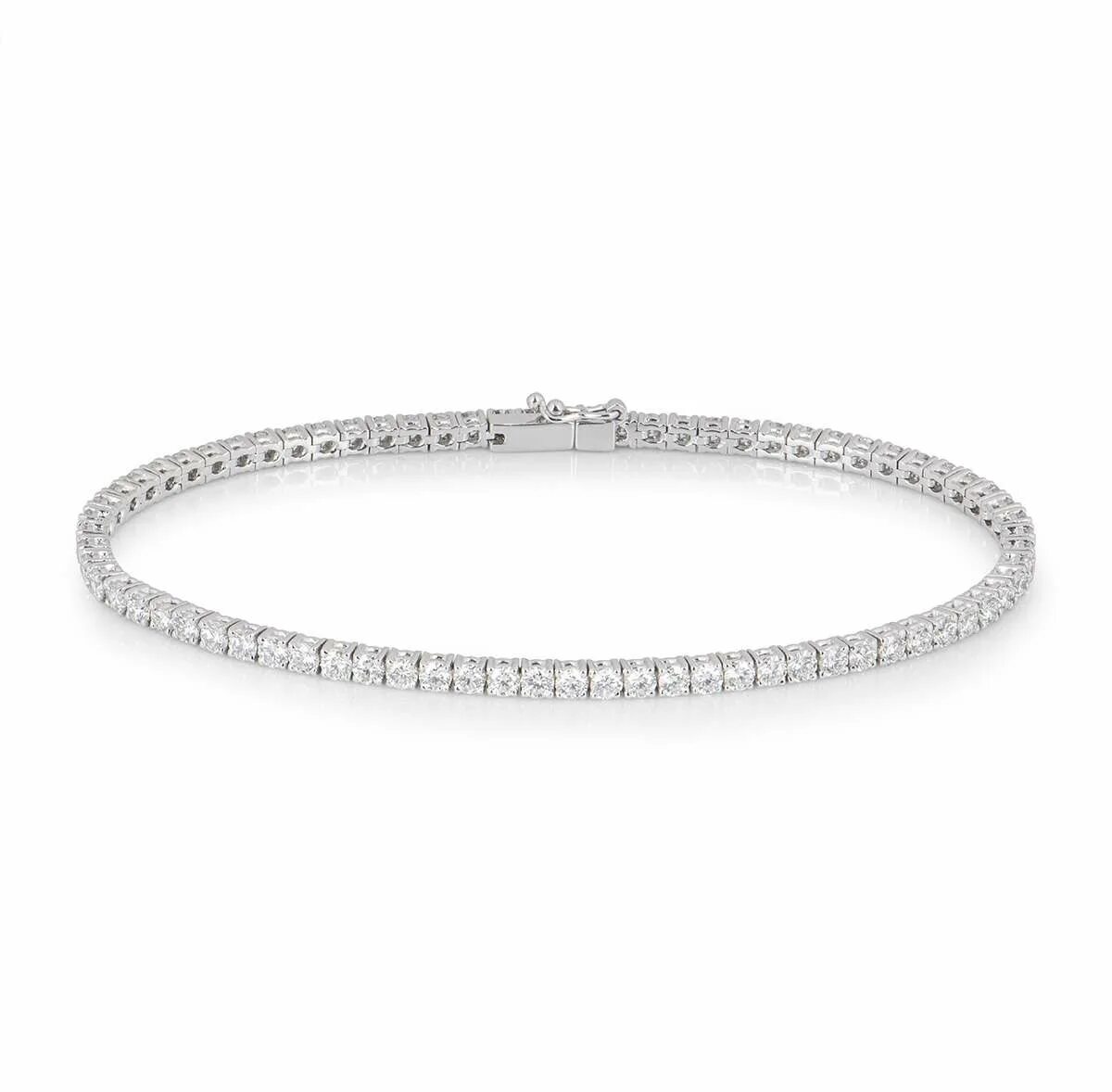 Bracelet Princess Cut Diamond 2 line Tennis. Браслет белое золото с родиевым напылением. Серебряный браслет с принцессой. Браслет тенниска. Теннисный браслет first class diamonds