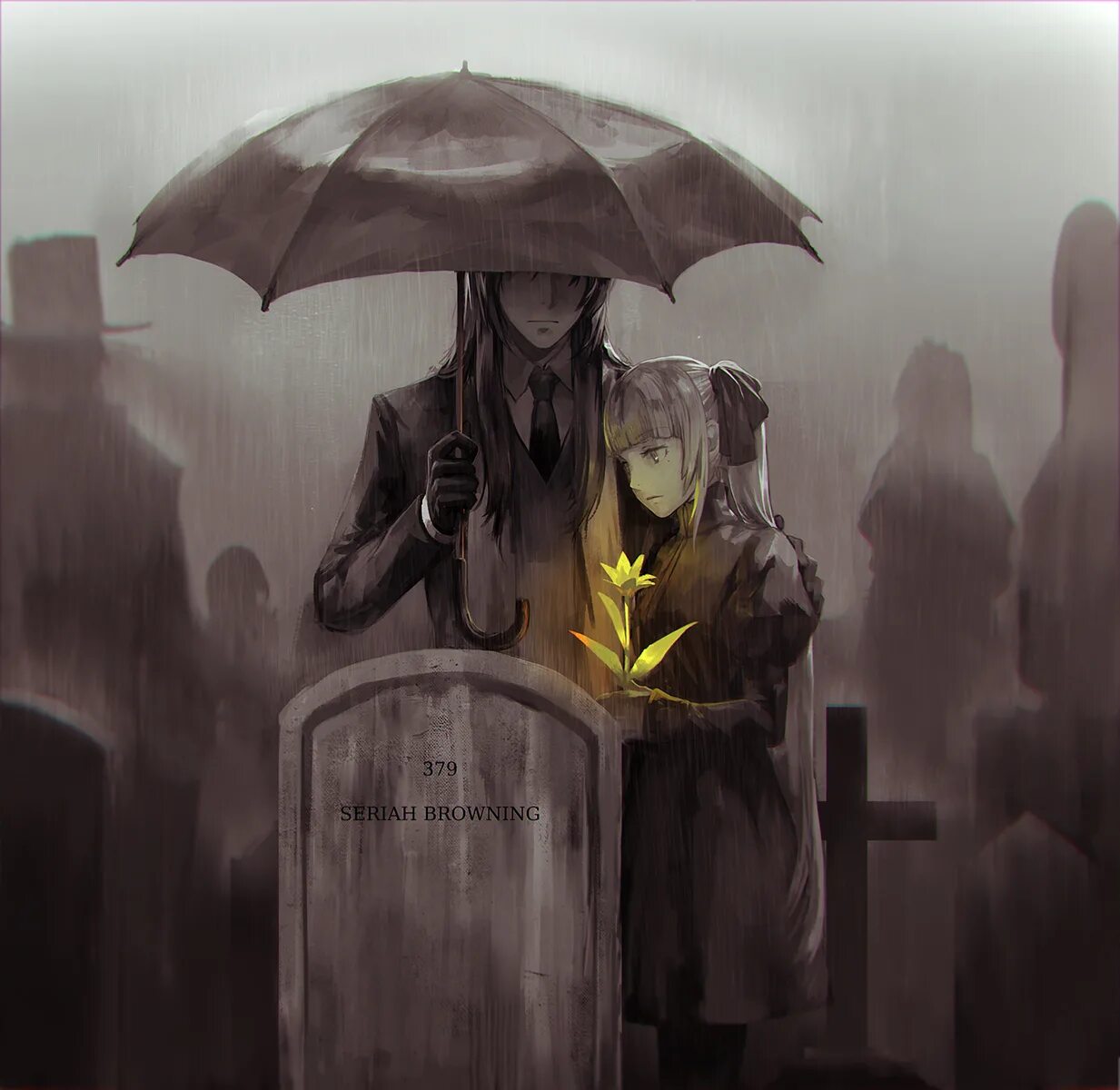 Человек на кладбище арт. Rain death