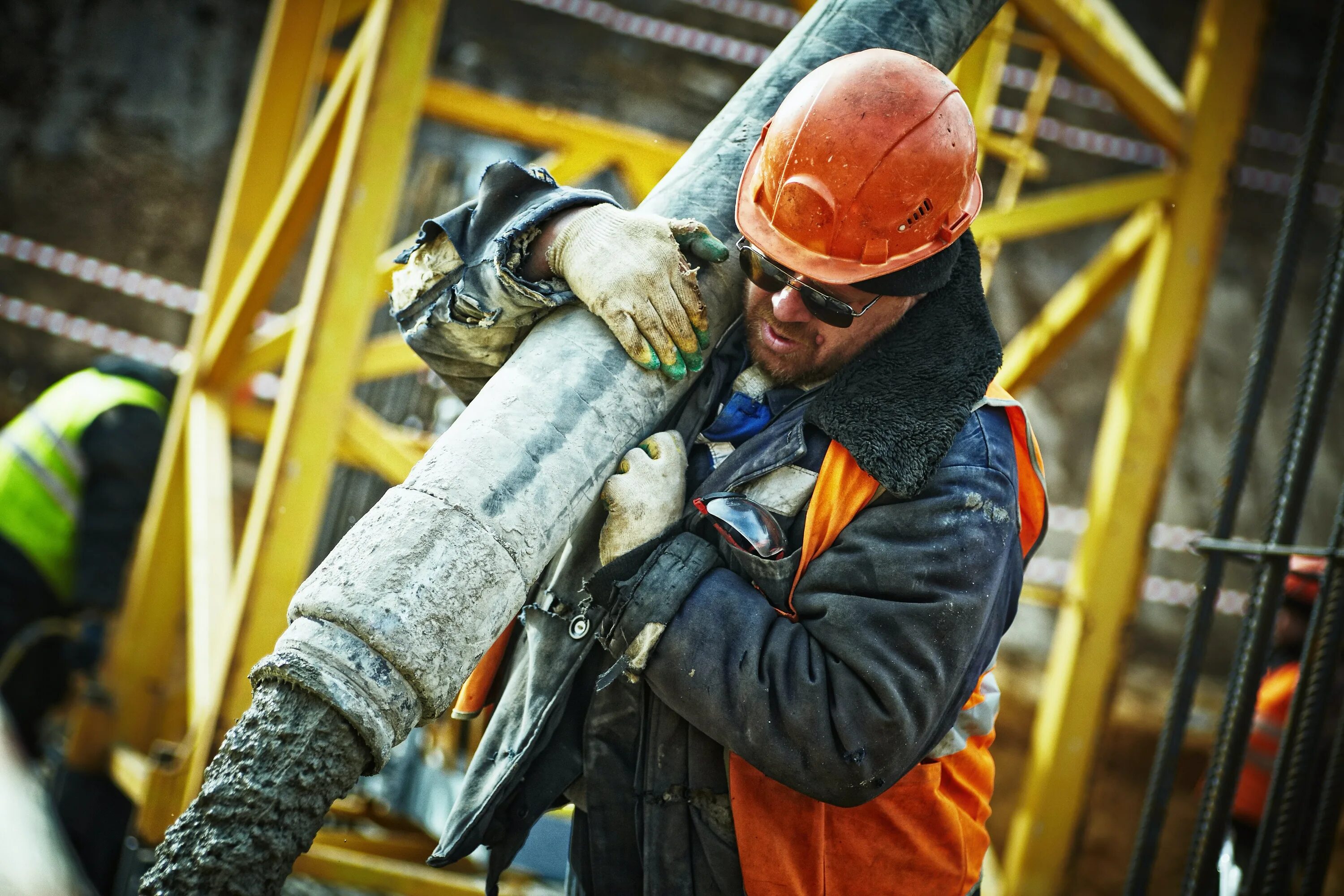 Workers load