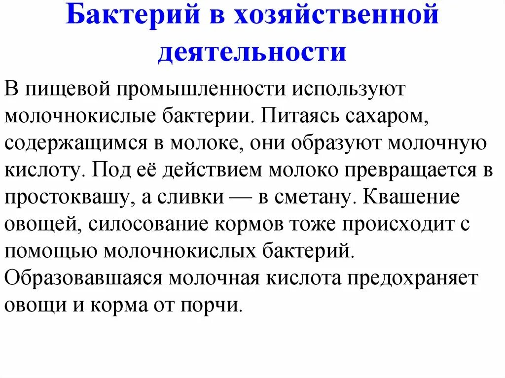 Как бактерии используют в хозяйственной деятельности человека. Роль бактерий в промышленности. Молочнокислые бактерии в пищевой промышленности. Роль бактерий в хозяйственной деятельности и жизни человека.