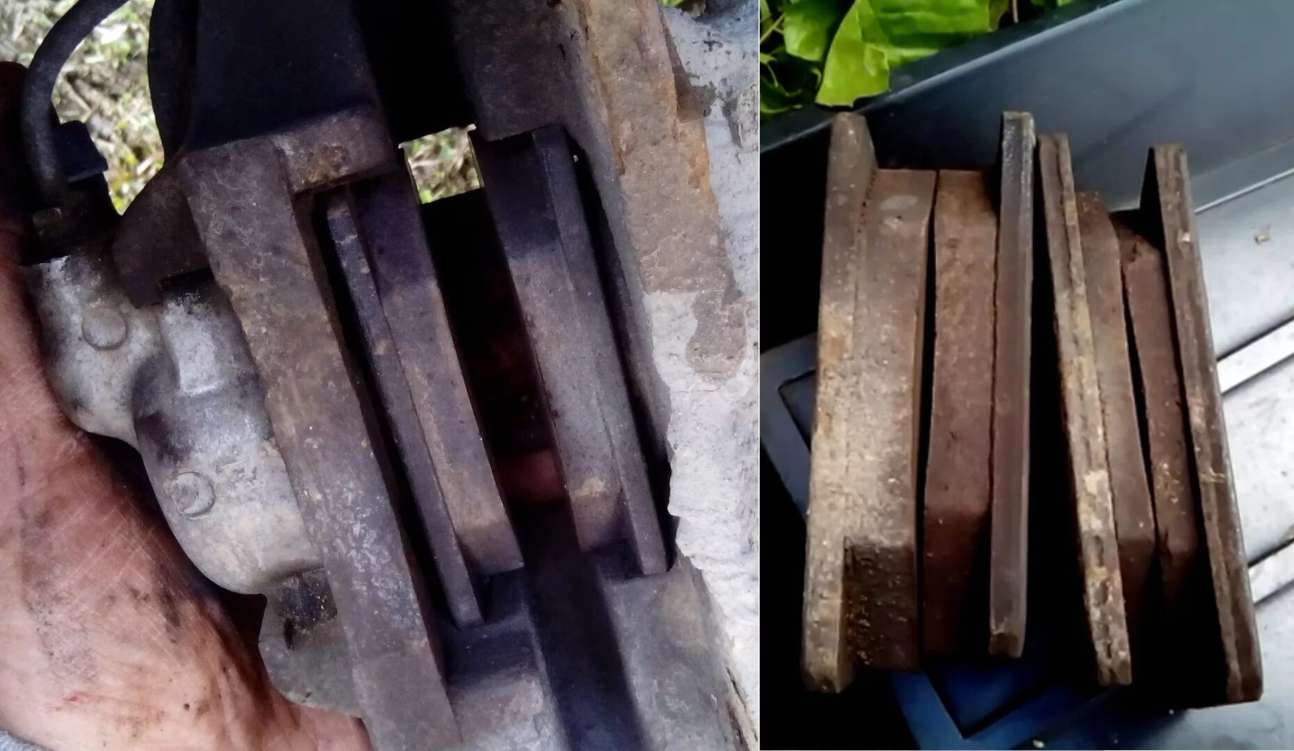 Износ внутренних передних колодок rr sport 2021. Износ передних тормозных колодок калина 2. Износ передних колодок. Тормозные колодки изношены. Износ передних тормозных.