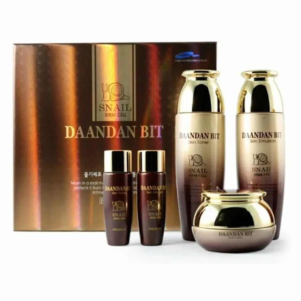 Набор Daandan bit Snail Stem Cell Premium 3 Set. Daandan bit - набор с муцином улитки - Premium Snail Stem Cell 3 Set. Daandan bit набор с муцином улитки. Jigott набор средств с муцином улитки Daandan bit Royal Premium Snail 3 Set. Набор с муцином улитки