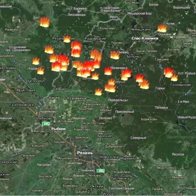 Карты пожаров в реальном времени. Карта пожаров в рязанской области. карта пожаров курганской обл. пожары в рязанской области со спутника. карта пожаров 2010 год нижегородская область.