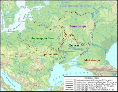 Укажите территории распространения представленных археологических культур