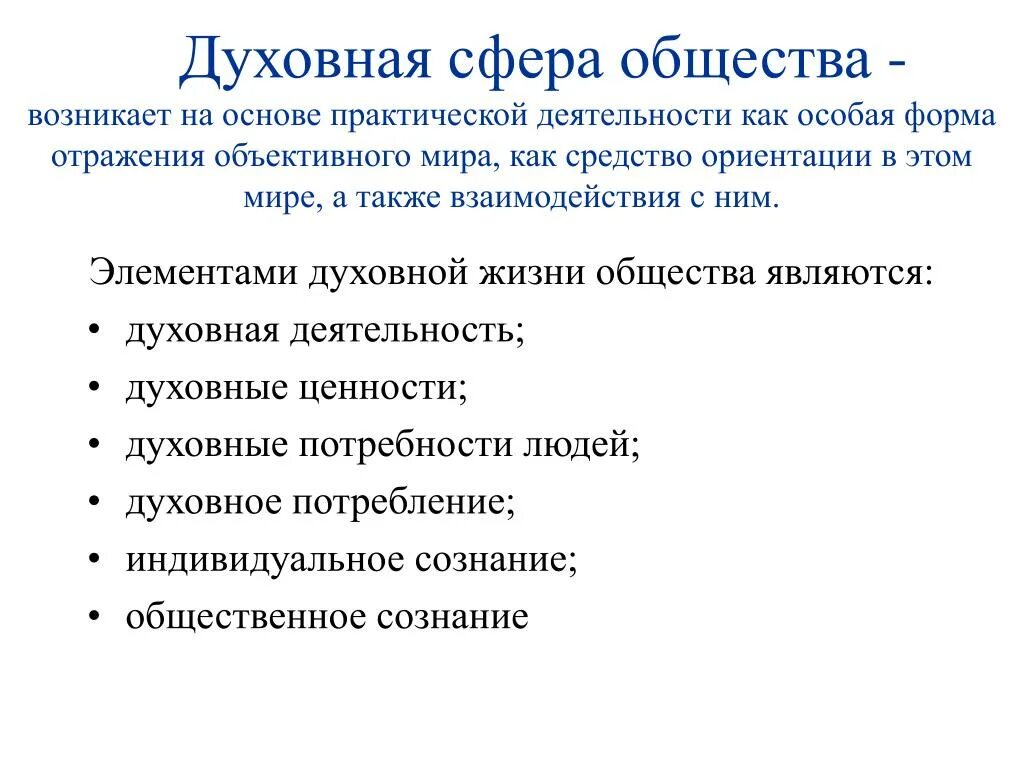 Духовная сфера общества. Элементы духовной сферы общества. Компоненты духовной жизни общества. Духовная сфера это в обществознании.