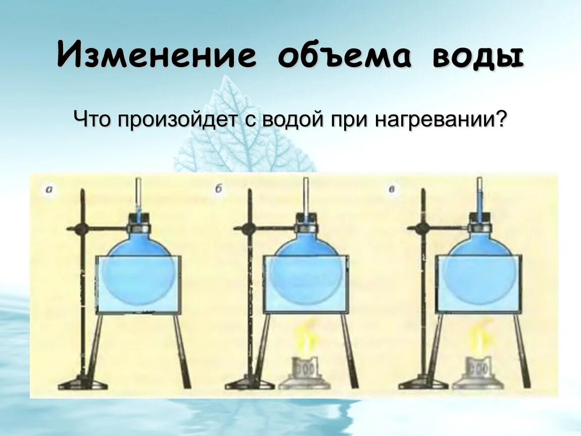 Тепловое расширение воды. Расширение воды при нагревании. Расширение воды при нагреве. Изменение объема воды при нагревании.