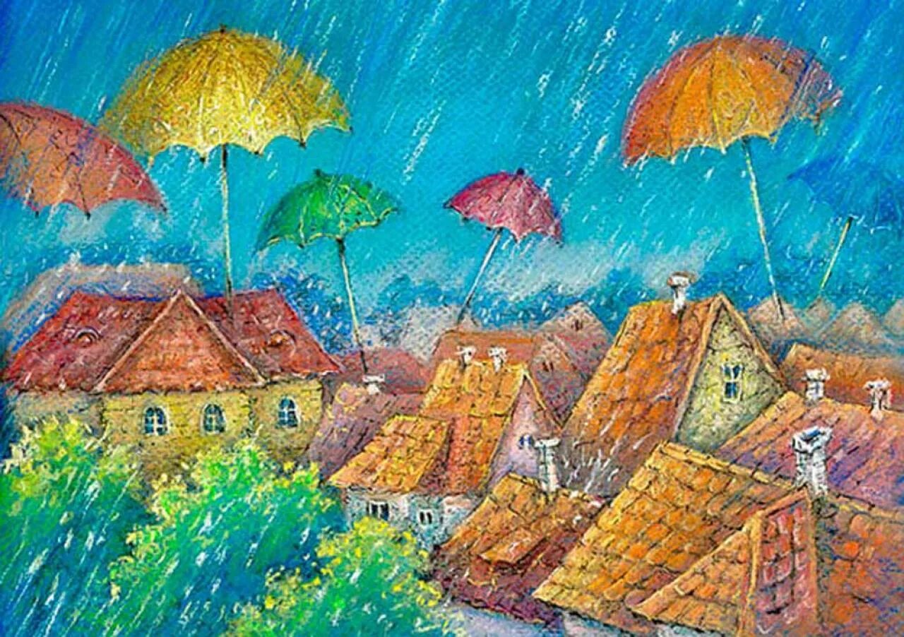 Сказочный город под дождем. Дождь рисунок. Сказочный дождь. Музыка плохой погоды
