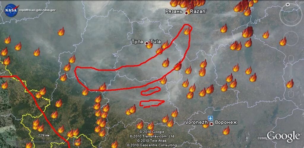 Следы радиоактивных облаков