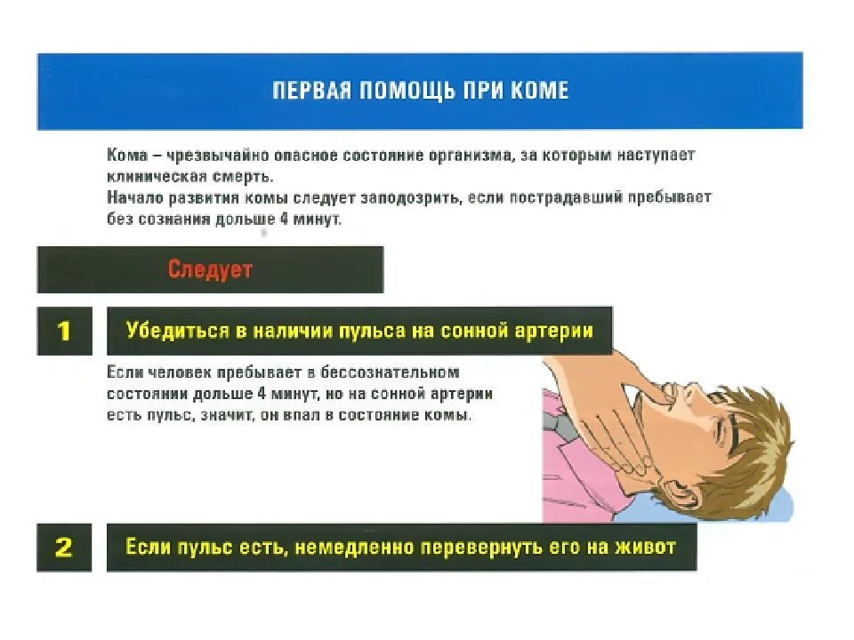 Первая помощь при коме алгоритм действий ОБЖ. Алгоритм оказания первой помощи при коме. Оказание первой помощи в состоянии комы. Состояние комы у пострадавшего. Алгоритм оказания помощи при коме