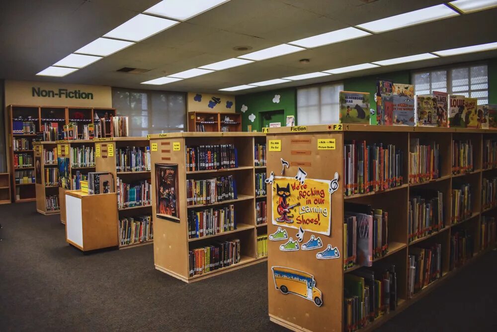I go to the library tomorrow. School library. our school library. dekar library school. middle school library.