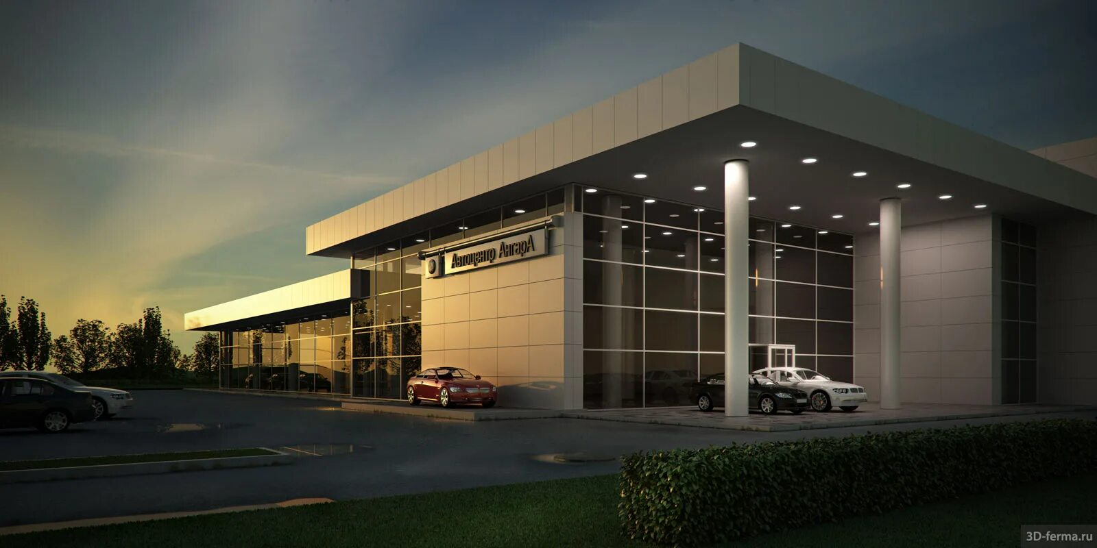 машина фасад. красивое здание автосалона. машина фасад. коттедж с машиной. баннер на фасаде авто.