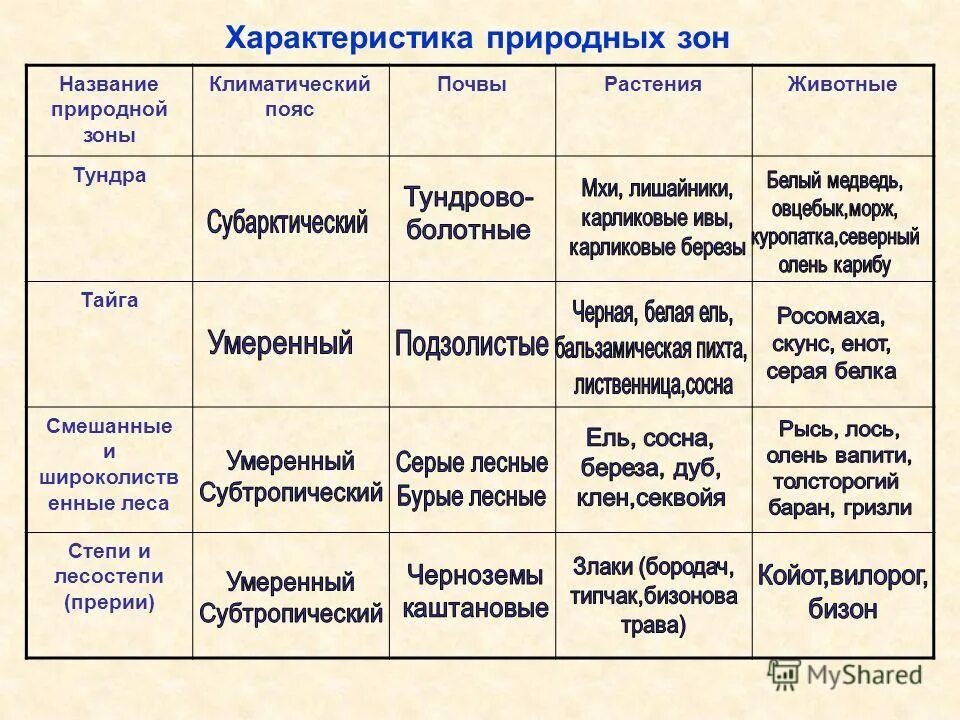 Таблица по географии 7 класс евразия. Природные зоны Северной Америки 7 класс таблица. Характеристика природных зон 7 класс география. Таблица характеристика природных зон. Характеристика природных зон Северной Америки таблица.