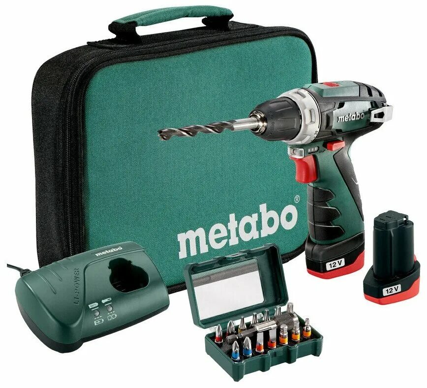 Шуруповерт метабо повермакс. Дрель-шуруповерт Metabo POWERMAXX. Дрель-шуруповерт аккумуляторная Metabo POWERMAXX BS. Шуруповёрт Метабо 10.8. Metabo POWERMAXX BS Set.