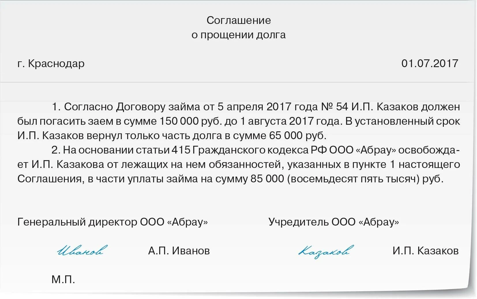 Беспроцентный займ учредителя ооо образец